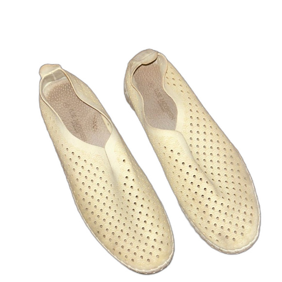 Ilse Jacobsen Womens Shoes Size 10 40 Leather Beige Perforated Slip-On Sneakers